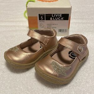 Livie & Luca Pio Pio, Rosegold Metallic shimmer leather, size 5 baby/toddler